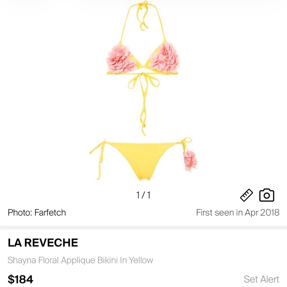 La Reveche Shayna Floral Applique Bikini in Yellow and Pink